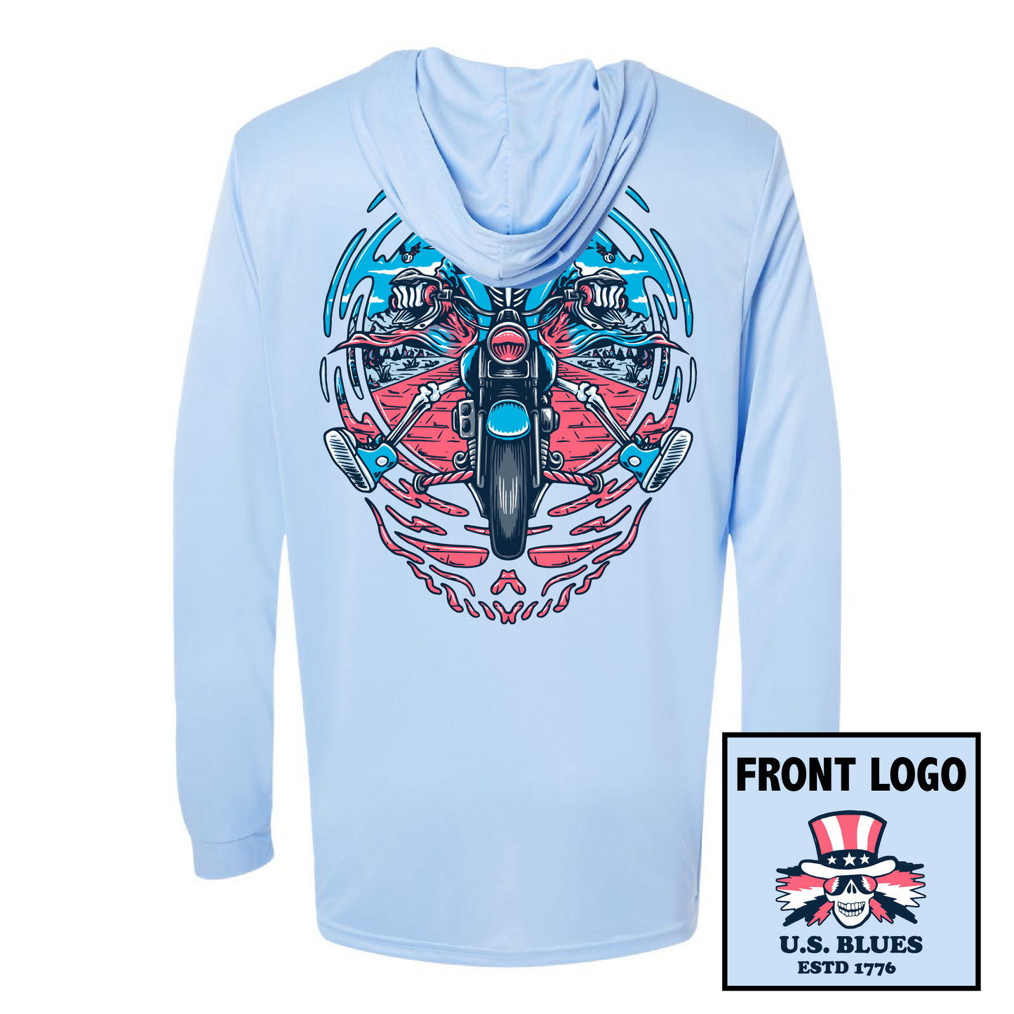US Blues UPF 50 Hooded Long Sleeve - Chambray