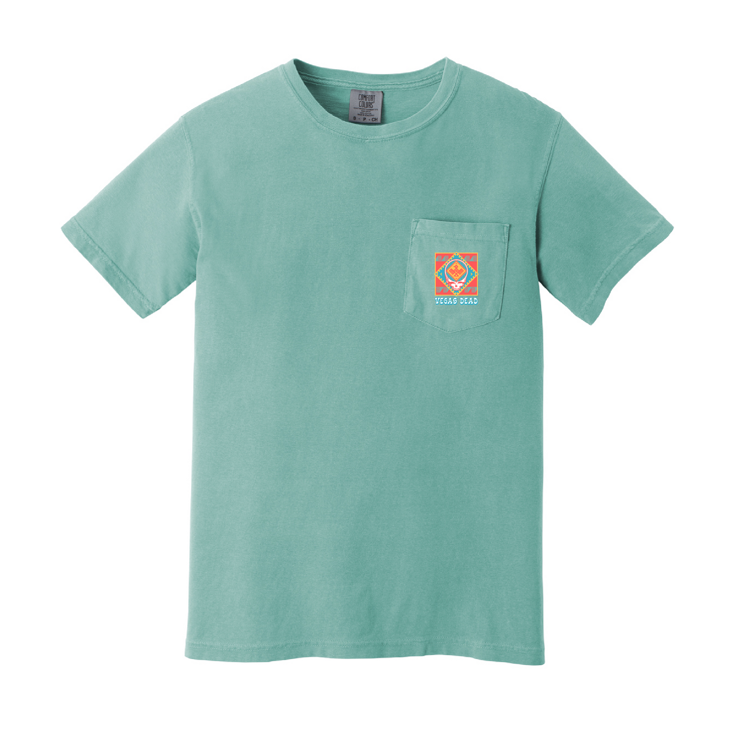 Vegas Geometric Pocket Tee - Seafoam