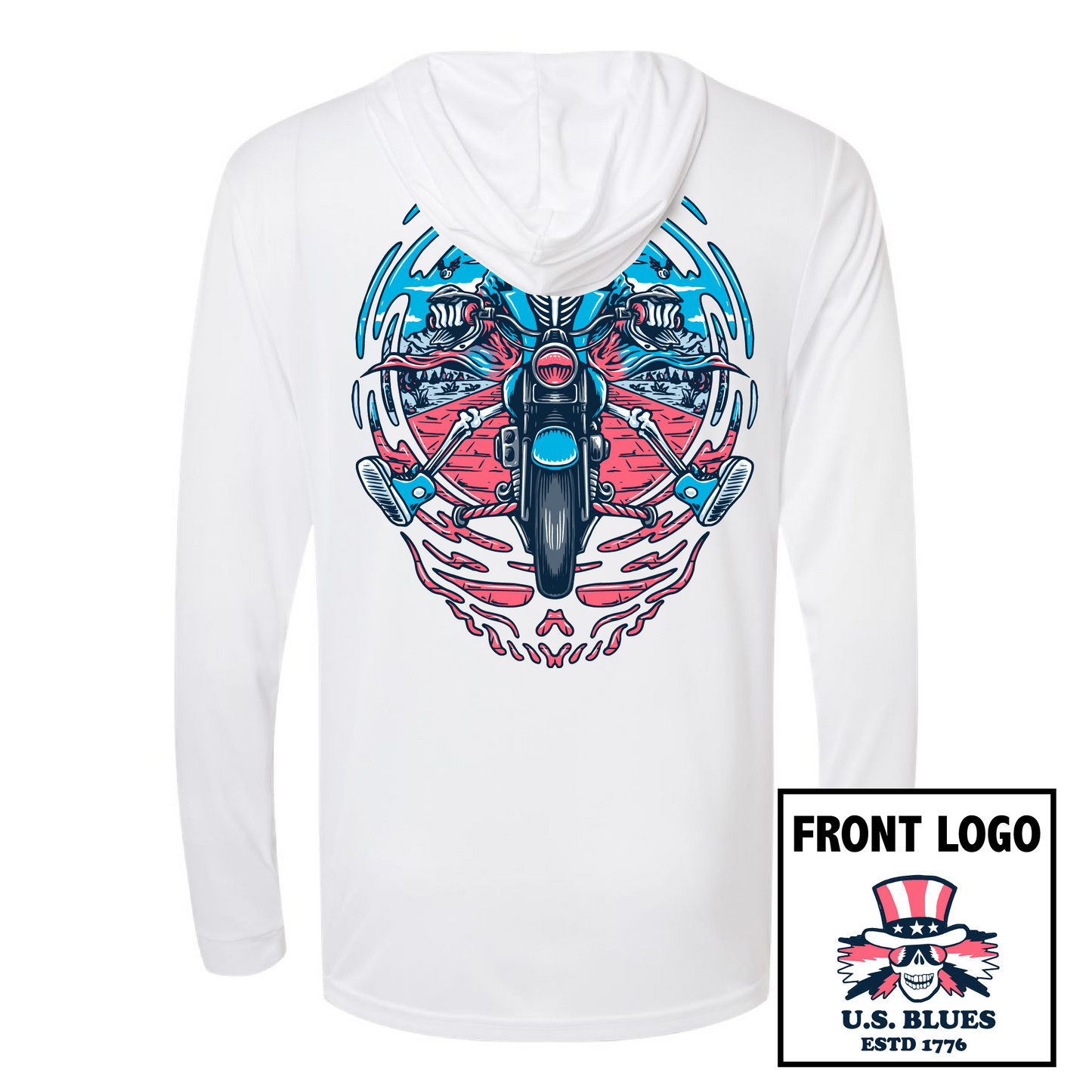 US Blues UPF 50 Hooded Long Sleeve - White